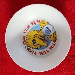 VTG. Sesame Street Yum Yum Big Bird Kids Bowl. Peter Pan Ind. Newark, N.J.